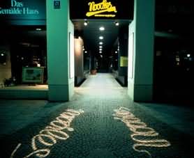 Gobo Projection on sidewalk at night